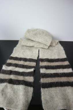 Icewool by Alafoss Pure Virgin Wool Striped Scarf Gray Brown Made in Iceland